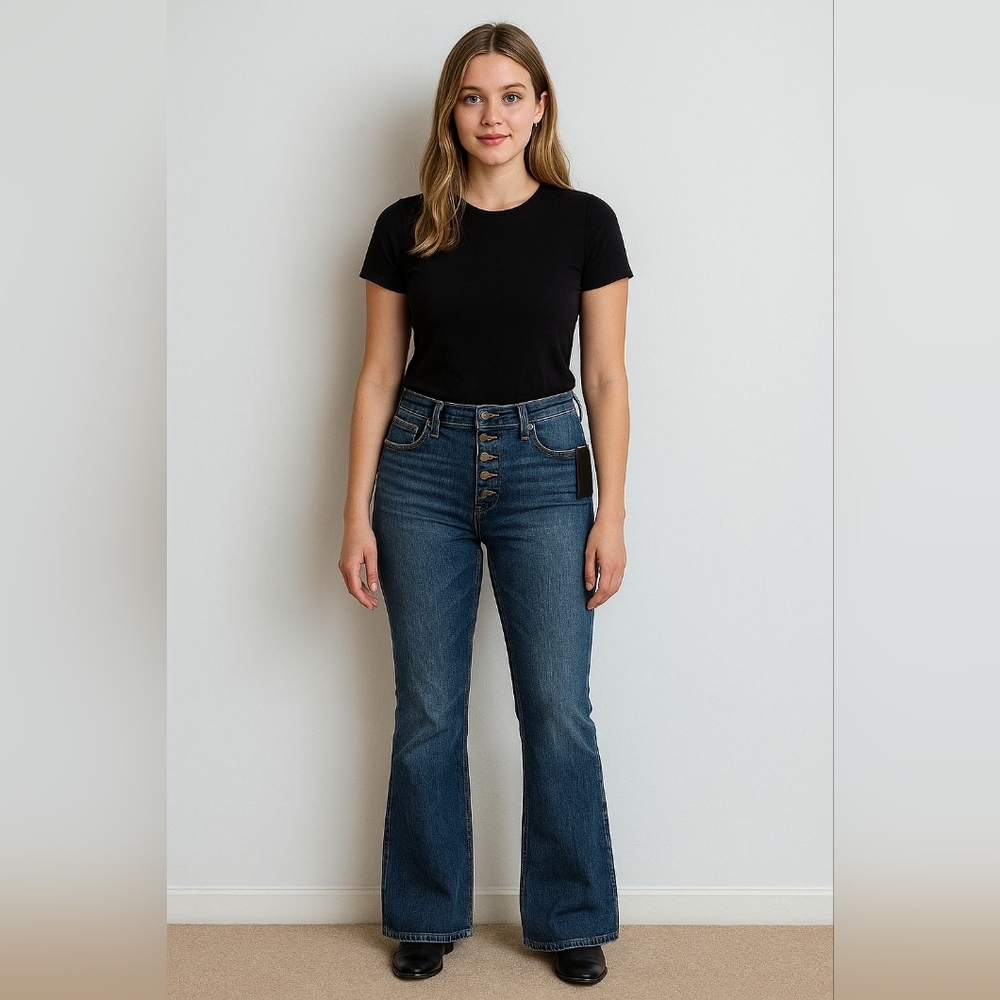 Lauren Ralph Lauren High-Rise Button Fly Flare Jeans Women’s Size 26 NWT